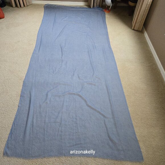 NWOT Cashmere Scarf Wrap Featherweight Tissue Weight Periwinkle Blue Ovcio - Picture 10 of 10